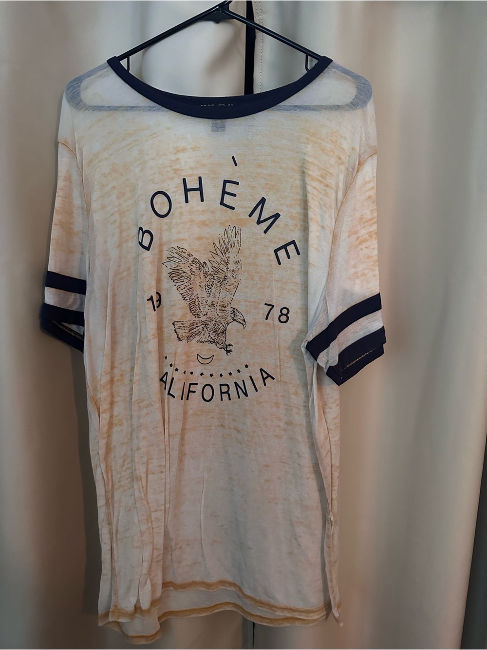 Forever 21 plus yellow Graphic Tee with Navy Trim